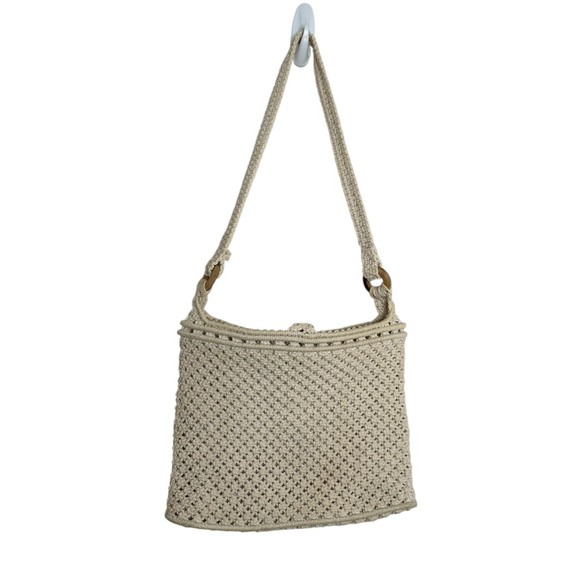Vintage Crochet Shoulder Bag | Boho Knit Summer Purse - Picture 4 of 6